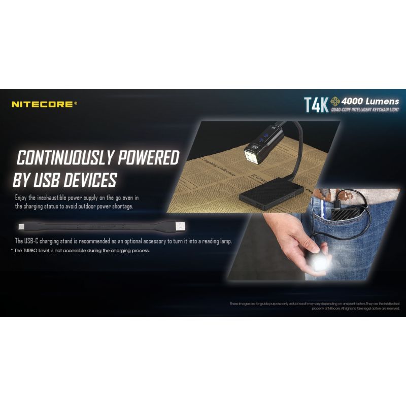 Nitecore T4K torcia portachiavi 4000 lumen LED XP-L2 V6 ricarica USB-C torcia portatile illuminazione affidabile ideale per escursioni torcia compatta per avventure quotidiane