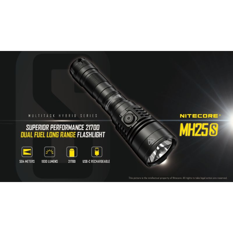 Nitecore MH25S torcia ricaricabile USB-C con Luminus SST-40 1800 lumen alta luminosità e prestazioni a lungo raggio per avventure all'aperto design robusto e modalità luce multiple