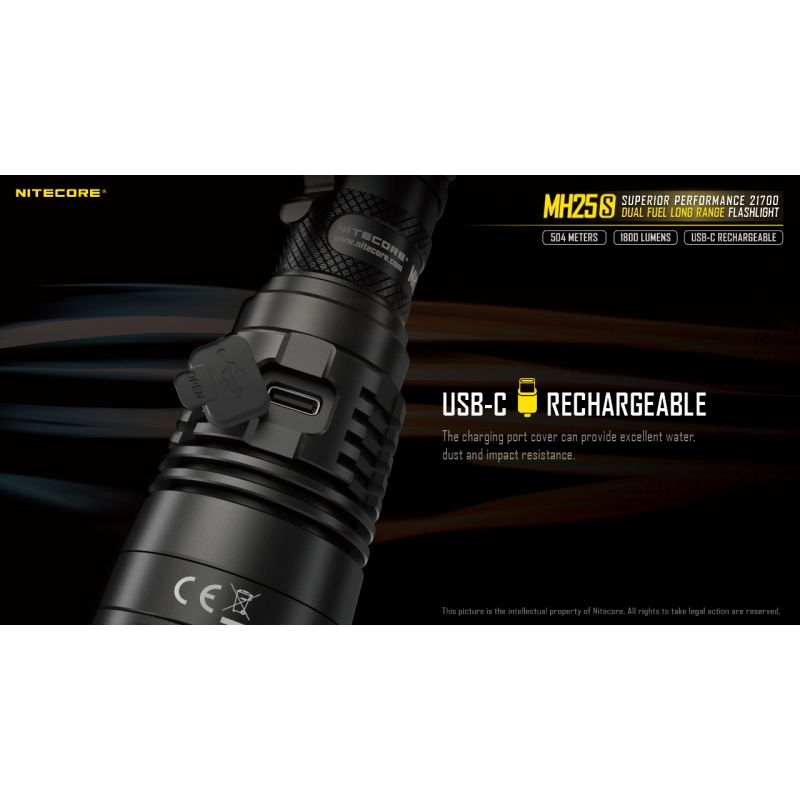 Nitecore MH25S torcia ricaricabile USB-C con Luminus SST-40 1800 lumen alta luminosità e prestazioni a lungo raggio per avventure all'aperto design robusto e modalità luce multiple