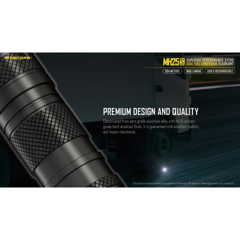 Nitecore MH25S torcia ricaricabile USB-C con Luminus SST-40 1800 lumen alta luminosità e prestazioni a lungo raggio per avventure all'aperto design robusto e modalità luce multiple