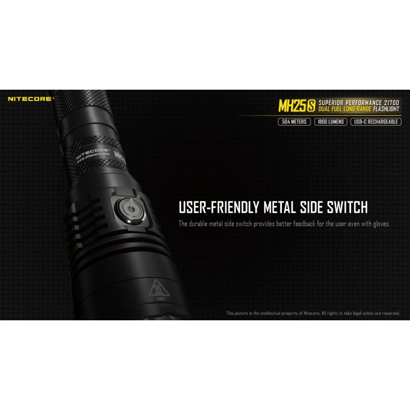 Nitecore MH25S torcia ricaricabile USB-C con Luminus SST-40 1800 lumen alta luminosità e prestazioni a lungo raggio per avventure all'aperto design robusto e modalità luce multiple