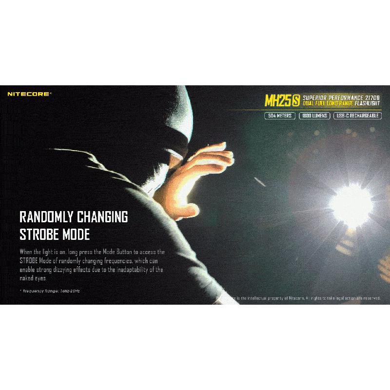 Nitecore MH25S torcia ricaricabile USB-C con Luminus SST-40 1800 lumen alta luminosità e prestazioni a lungo raggio per avventure all'aperto design robusto e modalità luce multiple