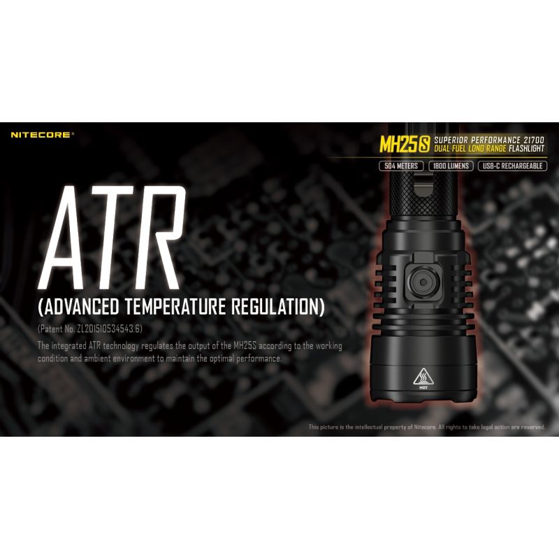 Nitecore MH25S torcia ricaricabile USB-C con Luminus SST-40 1800 lumen alta luminosità e prestazioni a lungo raggio per avventure all'aperto design robusto e modalità luce multiple