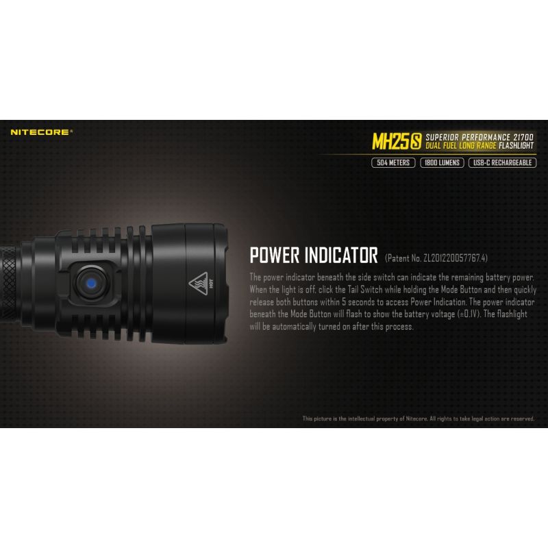 Nitecore MH25S torcia ricaricabile USB-C con Luminus SST-40 1800 lumen alta luminosità e prestazioni a lungo raggio per avventure all'aperto design robusto e modalità luce multiple