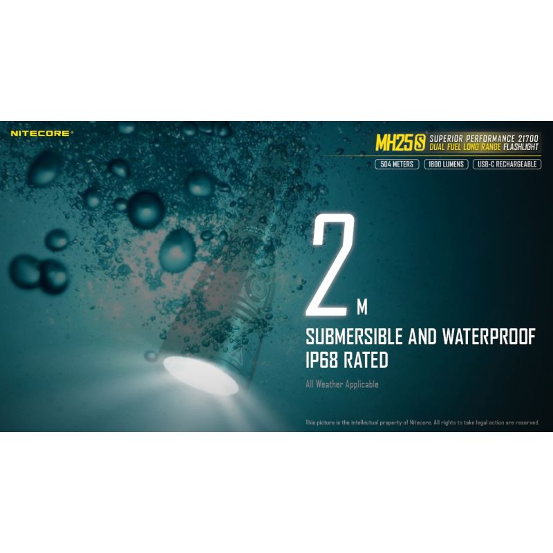 Nitecore MH25S torcia ricaricabile USB-C con Luminus SST-40 1800 lumen alta luminosità e prestazioni a lungo raggio per avventure all'aperto design robusto e modalità luce multiple
