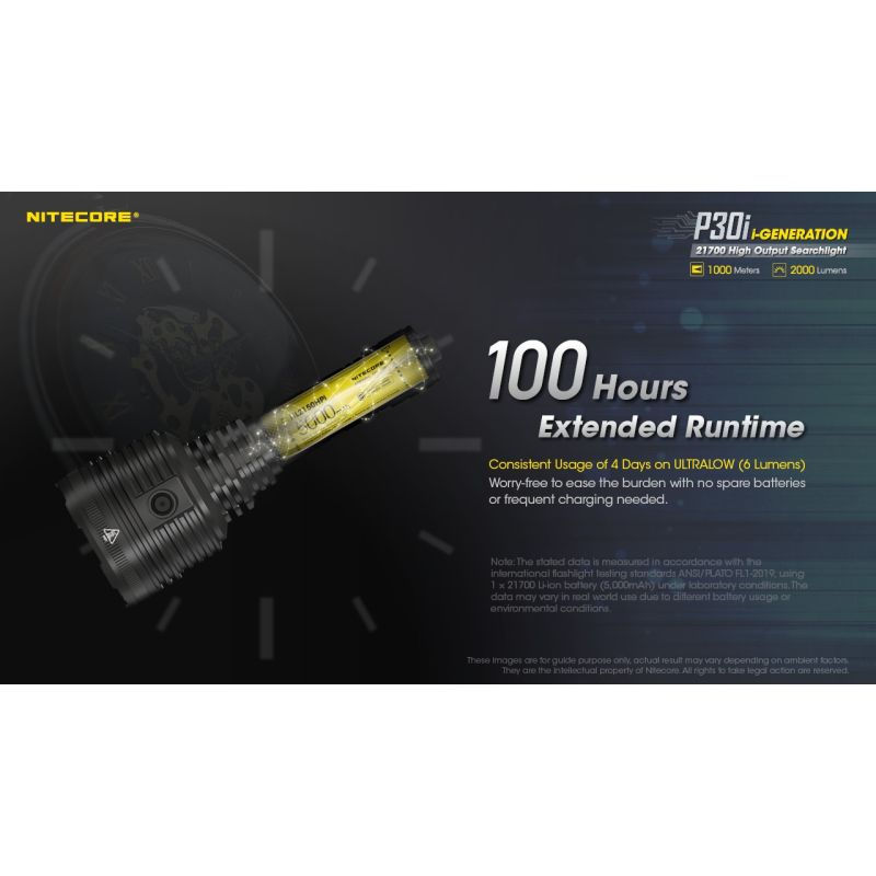 Nitecore P30i Torcia LED Tattica 2000 Lumen Fascio 1000 Metri Ideale per Illuminazione Outdoor Escursioni Notturne e Soccorso Tecnologia Ottica Avanzata Costruzione Robusta