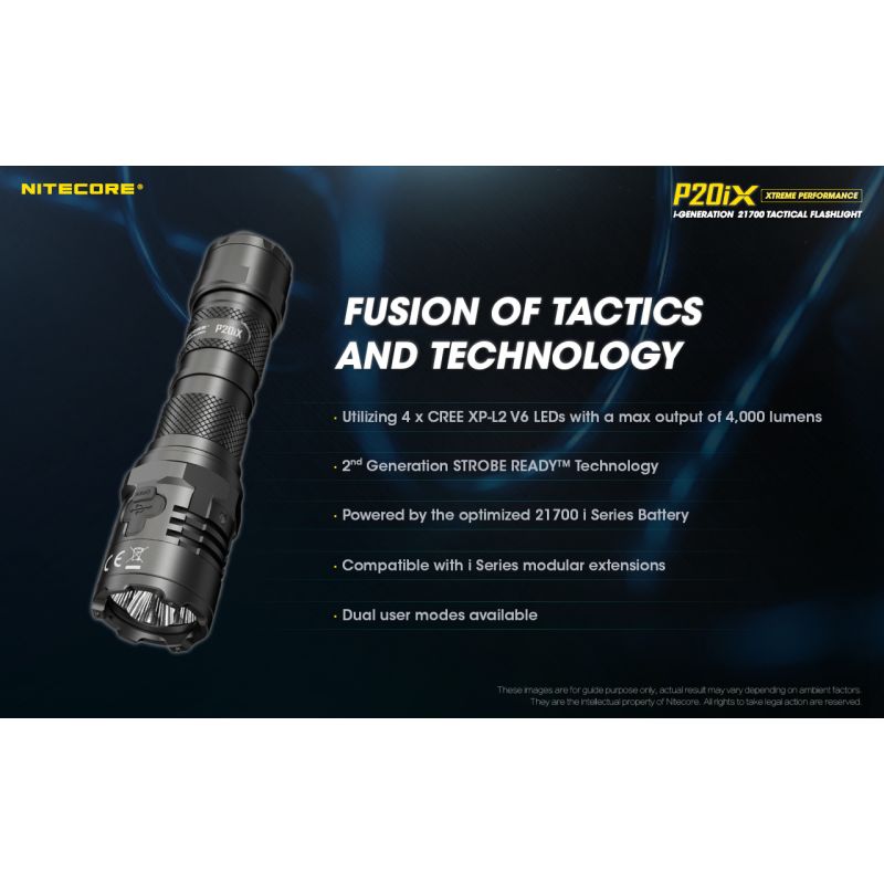 Nitecore P20iX Torcia Tattica 4000 Lumen con 4 x XP-L2 V6 LED USB-C Leggera per Emergenti e Outdoor Tecnologia Ottica di Precisione Modalità Stroboscopica