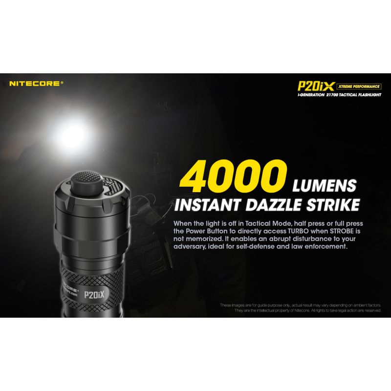 Nitecore P20iX Torcia Tattica 4000 Lumen con 4 x XP-L2 V6 LED USB-C Leggera per Emergenti e Outdoor Tecnologia Ottica di Precisione Modalità Stroboscopica