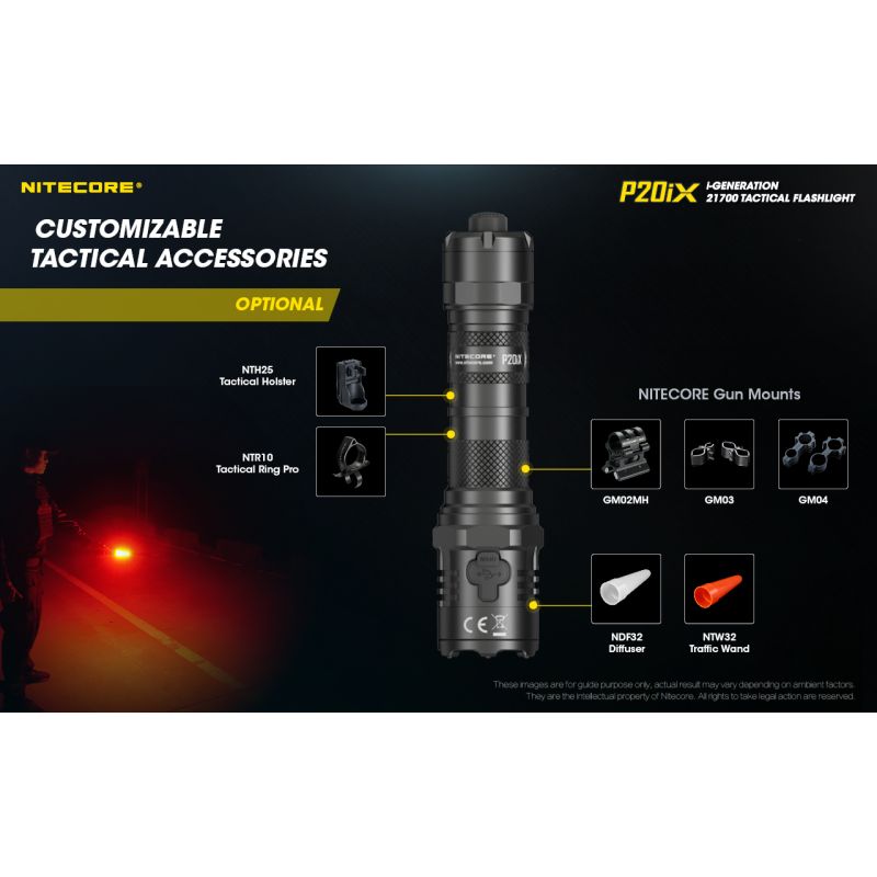 Nitecore P20iX Torcia Tattica 4000 Lumen con 4 x XP-L2 V6 LED USB-C Leggera per Emergenti e Outdoor Tecnologia Ottica di Precisione Modalità Stroboscopica