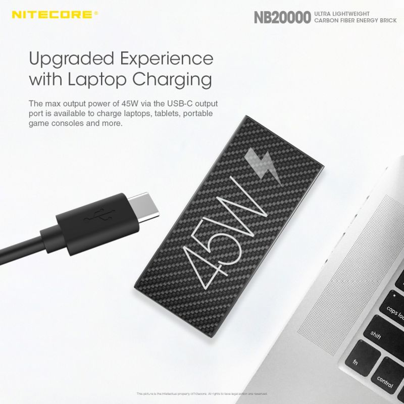 Nitecore NB20000 Power Bank 20000mAh QC Dual Port USB/USB-C Energia Mobile Veloce e Compatta Caricatore Smartphone e Gadget Outdoor Resistente Carica Multipla Leggero