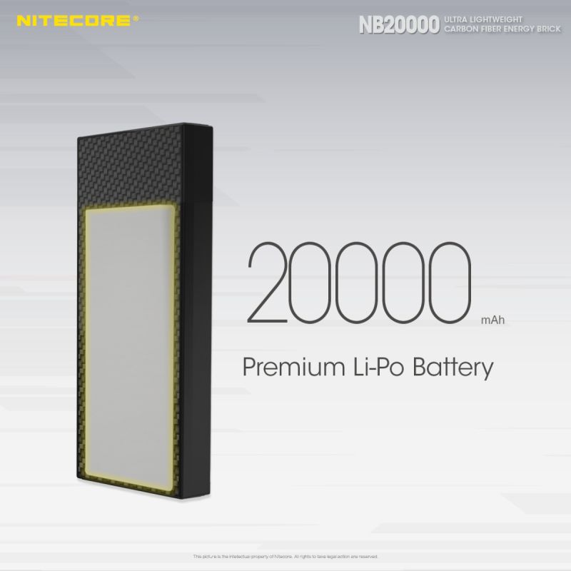 Nitecore NB20000 Power Bank 20000mAh QC Dual Port USB/USB-C Energia Mobile Veloce e Compatta Caricatore Smartphone e Gadget Outdoor Resistente Carica Multipla Leggero
