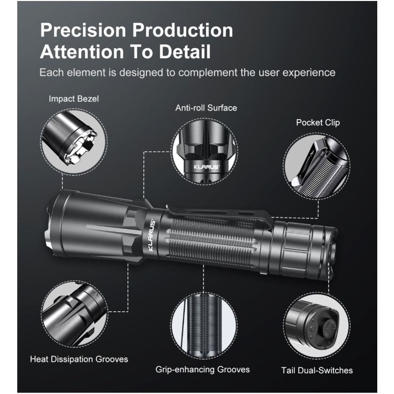 Scopri Klarus XT11GT PRO V2.0 torcia impermeabile da 3300 lumen ricaricabile USB-C ideale per outdoor ed emergenze design resistente con Luminus SST-70 illuminazione affidabile