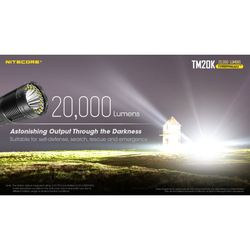 Nitecore TM20K Torcia LED Ricaricabile USB-C 20000 Lumen Per Avventure Outdoor Torcia Robusta E Leggera Ideale Per Ricerca E Soccorso E Attrezzatura Da Campeggio