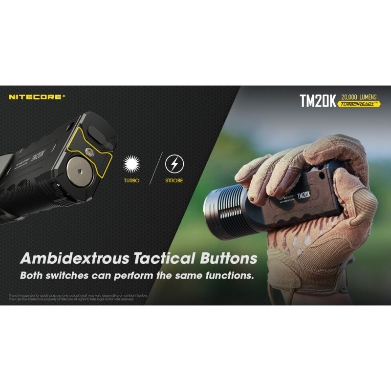 Nitecore TM20K Torcia LED Ricaricabile USB-C 20000 Lumen Per Avventure Outdoor Torcia Robusta E Leggera Ideale Per Ricerca E Soccorso E Attrezzatura Da Campeggio