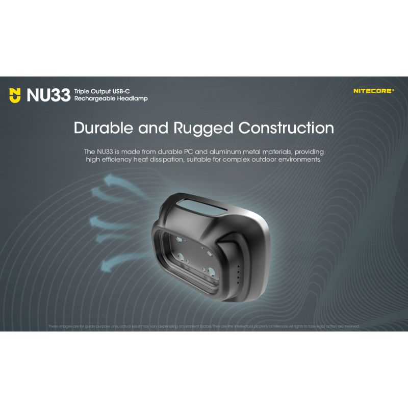 Scopri la Nitecore NU33 lampada frontale USB-C ricaricabile con 700 lumen alta luminosità LED ad alto CRI ideale per torcia da trekking e illuminazione versatile in avventure all'aperto