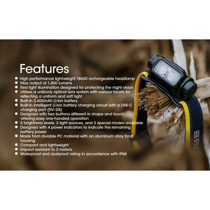 NITECORE NU43 torcia frontale ricaricabile 1400 lumen luce bianca e rossa batteria 3400mAh illuminazione potente per campeggio all'aperto e escursioni attrezzatura essenziale