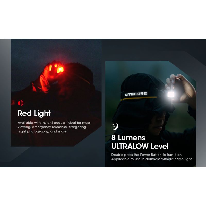 Lampada frontale LED Nitecore NU50 1400 lumen leggera e ricaricabile per illuminazione esterna attrezzatura da escursionismo e ciclismo con modalità luminose multiple lunga durata