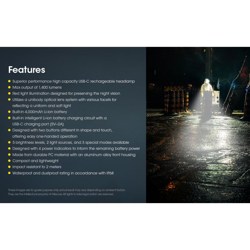 Lampada frontale LED Nitecore NU50 1400 lumen leggera e ricaricabile per illuminazione esterna attrezzatura da escursionismo e ciclismo con modalità luminose multiple lunga durata