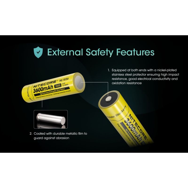 Nitecore 18650 NL1836 3600mAh Li-ion Batteria Ricaricabile per Torce | Alta Capacità