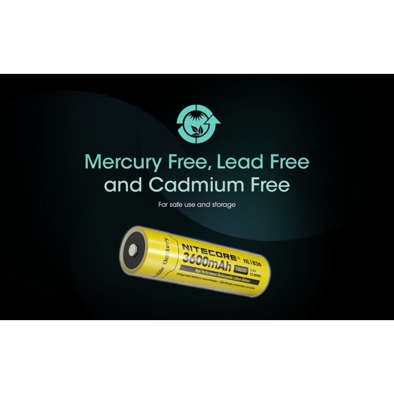 Nitecore 18650 NL1836 3600mAh Li-ion Batteria Ricaricabile per Torce | Alta Capacità