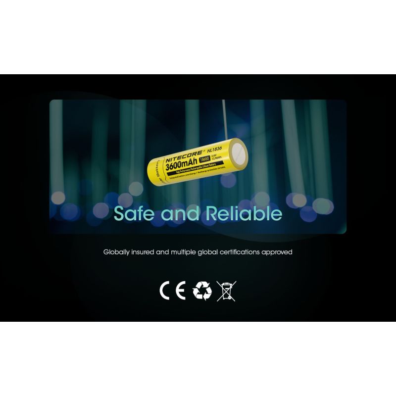 Nitecore 18650 NL1836 3600mAh Li-ion Batteria Ricaricabile per Torce | Alta Capacità