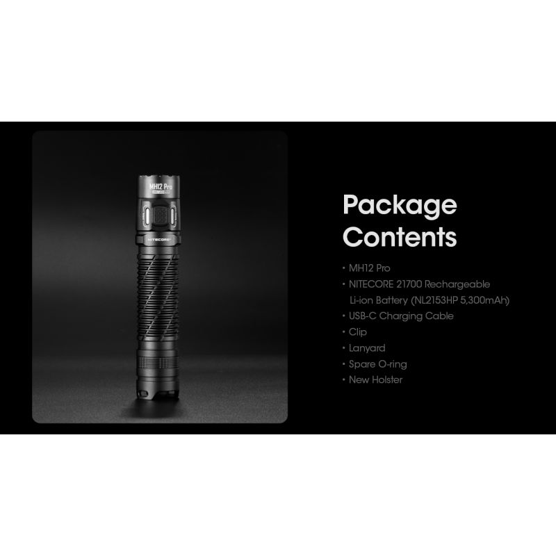 Torcia ricaricabile USB-C Nitecore MH12 Pro 3300 Lumen alta luminosità per avventure all'aperto distanza del raggio 505m escursioni notturne e preparazione per emergenze