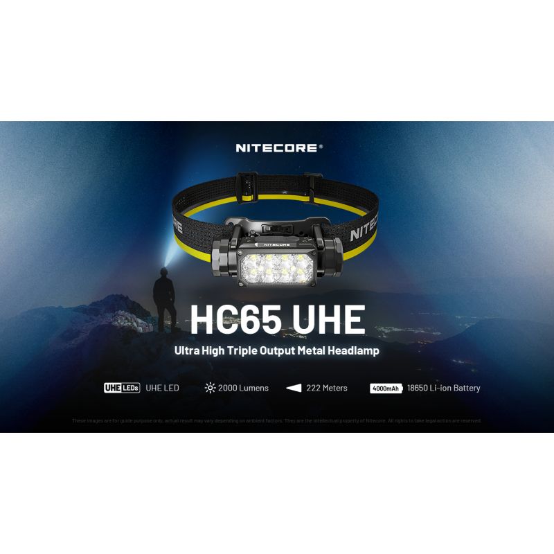 NITECORE HC65 UHE Lampada Frontale Ricaricabile USB-C 2000 Lumen per Illuminazione Outdoor Campeggio ed Escursionismo Lunga Durata Batteria e Design Leggero per Avventure