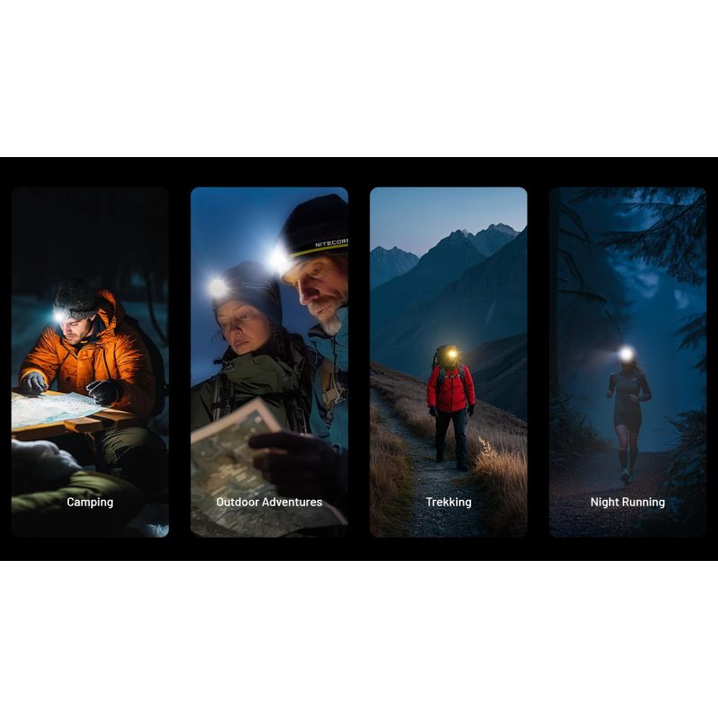 Lampada Frontale NITECORE NU25 MCT 400 Lumen ricaricabile USB-C luce rossa design compatto per appassionati di outdoor illuminazione versatile e visibilità ottimale