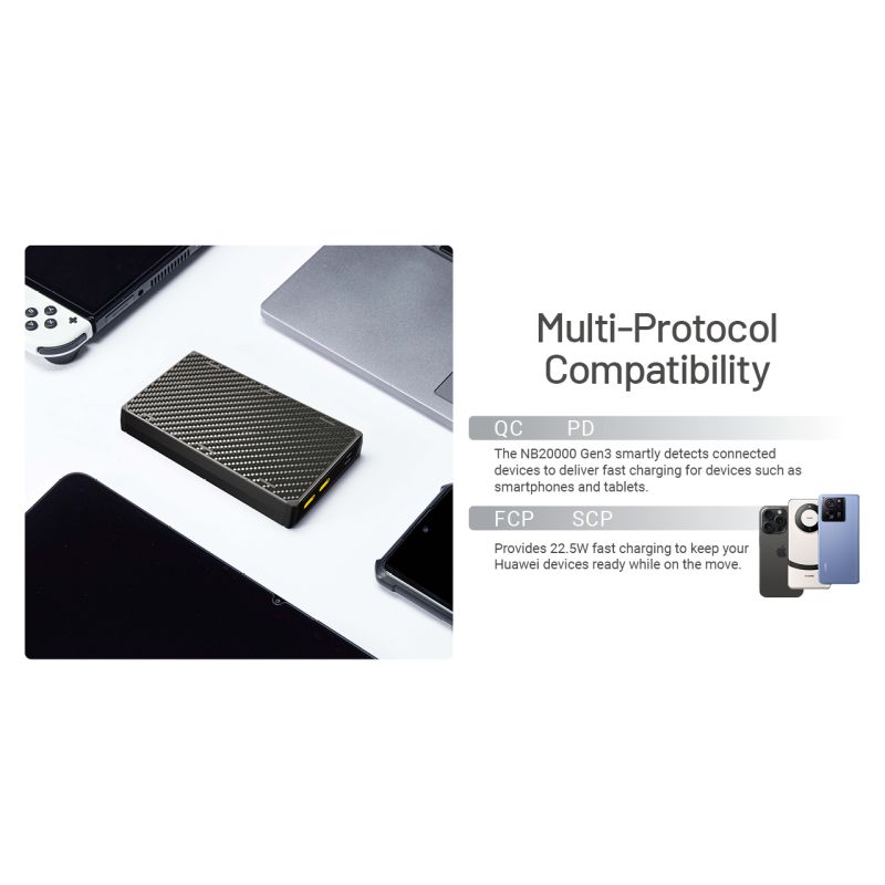 Nitecore NB20000 Gen3 QC Power Bank 20000mAh doppie porte USB-C ricarica veloce caricatore portatile leggero soluzione di potenza alta capacità per accessori elettronici