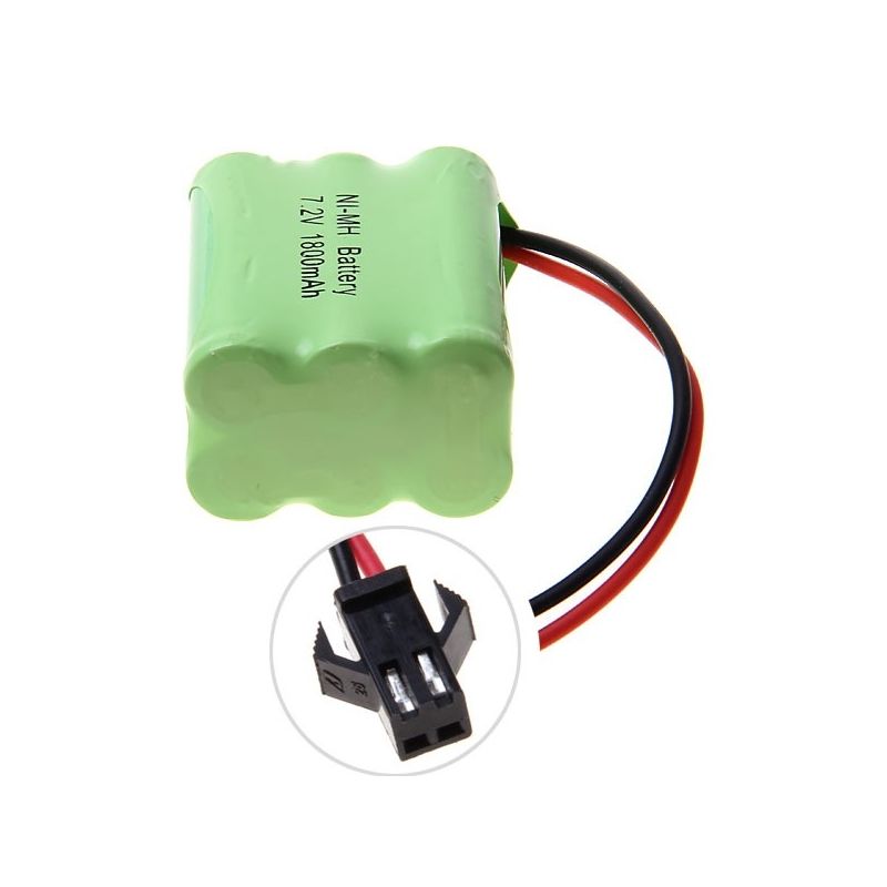 Batteria AA Ni-MH 7.2V 1800mAh per RC, SM Plug 6x AA Pack Ricaricabile
