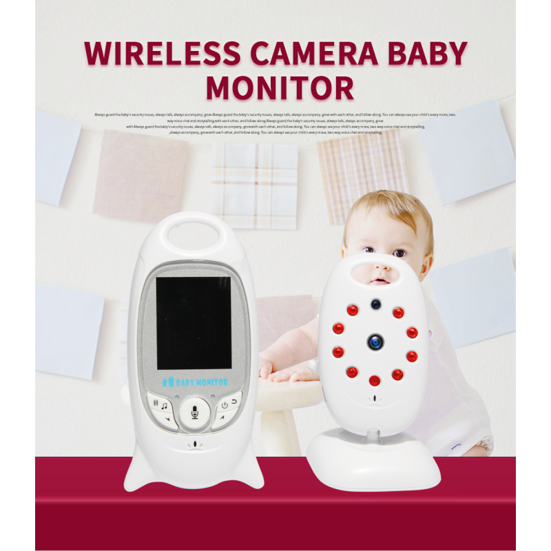 VB601 Monitor Video Wireless per Bambini 2.4G Telecamera di Sicurezza a Colori Comunicazione Bidirezionale Visione Notturna LED IR Monitoraggio della Temperatura Ninnananna Integrata