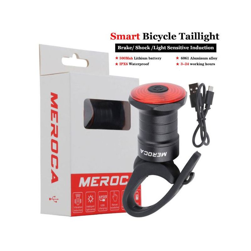 Fanale Intelligente Bici con Auto Start Stop e Luce Freno Ricarica USB IPX6 Impermeabile Alta Visibilità Sicurezza Ciclismo Attivazione Automatica Modalità Sleep Risparmio Energetico