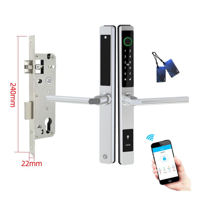 Serratura smart impermeabile impronta digitale per porte scorrevoli esterne alluminio tagliato a ponte app TTLock modalità sblocco multi-funzione eleganza e sicurezza moderna