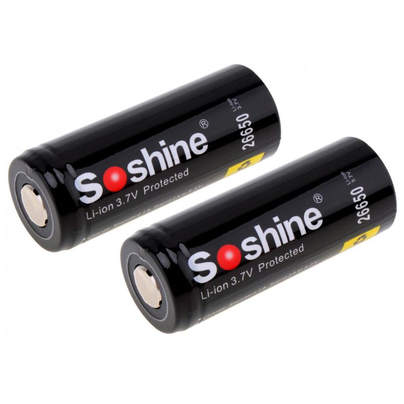 Batterie ricaricabili Soshine 26650 5500mAh Li-ion alta prestazione per torce e vaping fonte di energia affidabile lunga durata confezione da 2 senza effetto memoria protezione PCB