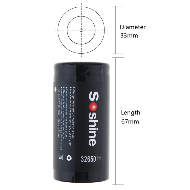Soshine 6500mAh 3.7V 32650 batteria ricaricabile Li-ion energia costante e affidabile lunga durata compatibile con torce utensili biciclette veicoli elettrici qualità-prezzo imbattibile