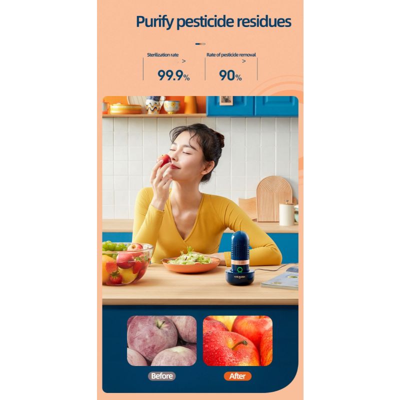 Donlim Disinfettante Verdure Lavastoviglie Lavaggio Capsule Dispositivo Cucina per Sicurezza Alimentare Rimozione Pesticidi Sanificazione Salute Design Intuitivo e Batteria Ricaricabile