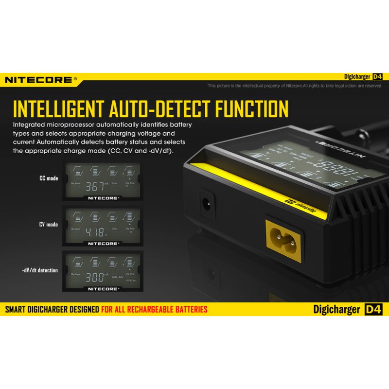 Nitecore D4 Digicharger caricabatterie intelligente con LCD Display compatibilità universale per batterie Li-Ion e Ni-MH ricarica simultanea e sicurezza avanzata acquisto conveniente