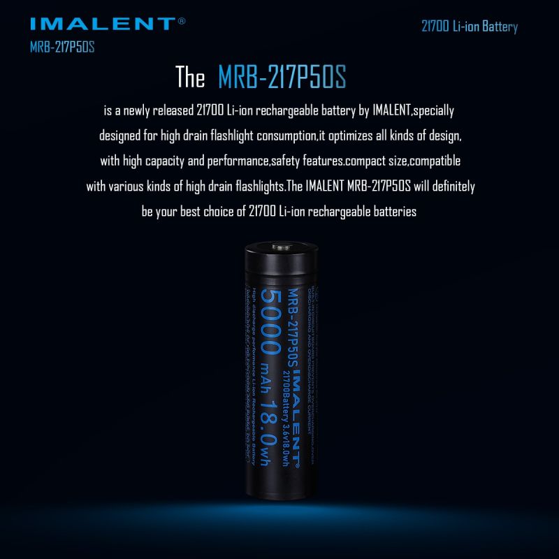 IMALENT MRB-217P50S Batteria Ricaricabile 21700 5000mAh: Lunga Durata per Torce LED!