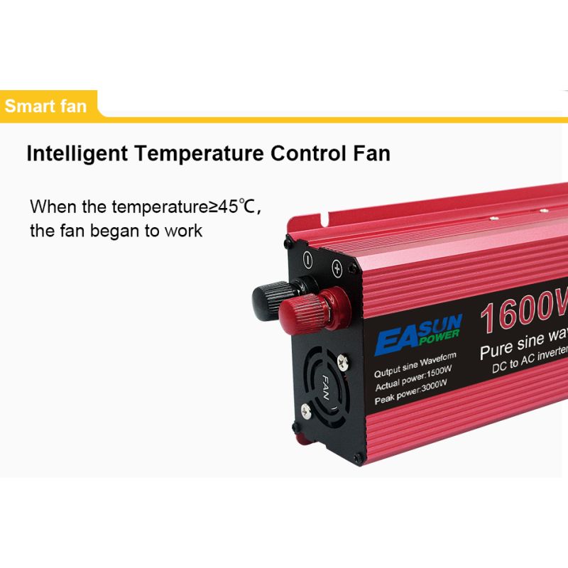 Inverter a onda sinusoidale pura 3000W 2200W 1600W 1000W con rivestimento in lega di alluminio-magnesio Alta efficienza per alimentazione elettrodomestici ed elettronica sensibile Soluzione energetica