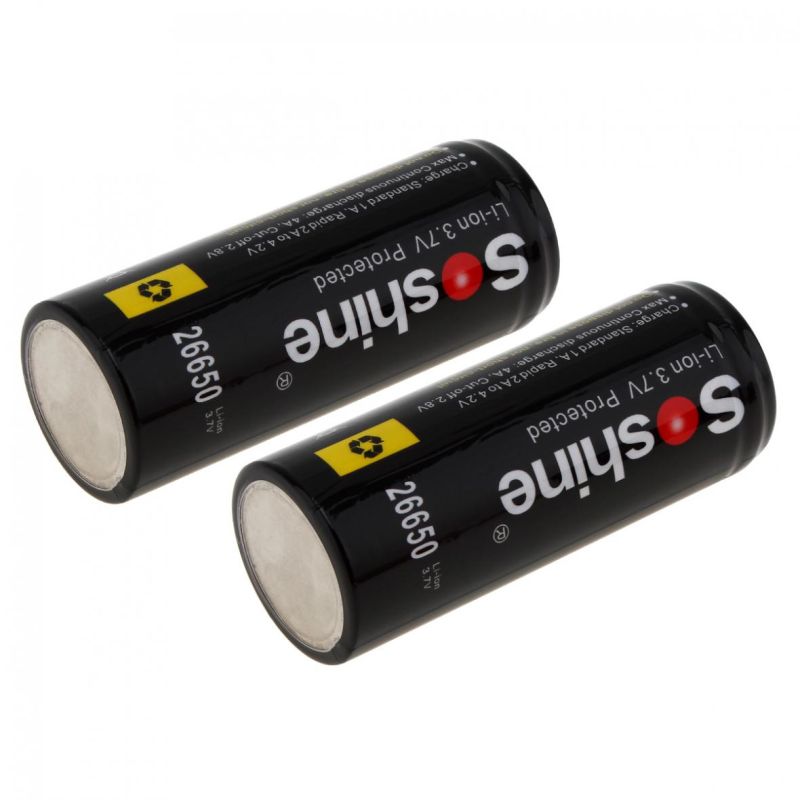 Batterie ricaricabili Soshine 26650 5500mAh Li-ion alta prestazione per torce e vaping fonte di energia affidabile lunga durata confezione da 2 senza effetto memoria protezione PCB