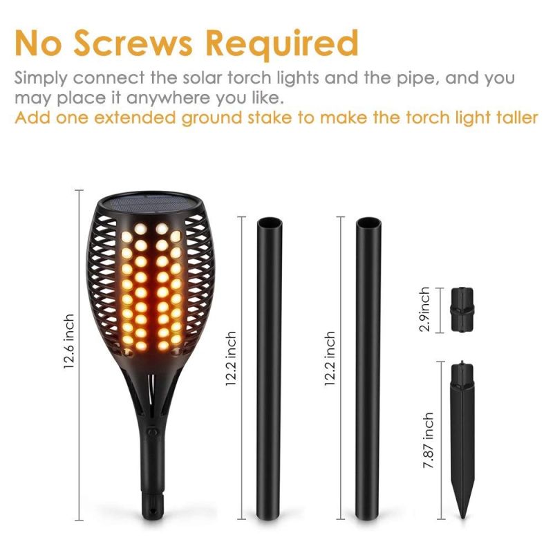 Luci Solari Aggiornate Flicking Flames effetto fiamma realistico torce impermeabili per illuminazione ecologica e decorazione paesaggistica vialetto e giardino