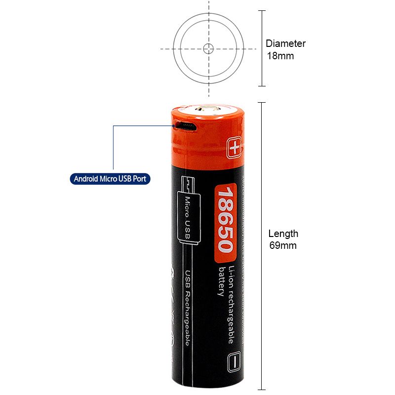 Batteria Ricaricabile 18650 2600mAh 3.7V Micro USB Fonte di Energia Portatile Alta Densità Energetica per Dispositivi Elettronici Lunga Durata Materiali di Qualità Prestazioni Affidabili