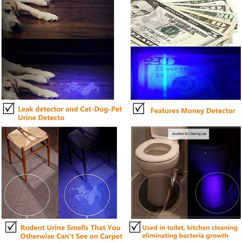 UltraFire WF-502B.2 Torcia LED UV 395nm torcia compatta e durevole per ispezione fai da te con tecnologia ultravioletta per rilevazione macchie animali e materiale biologico