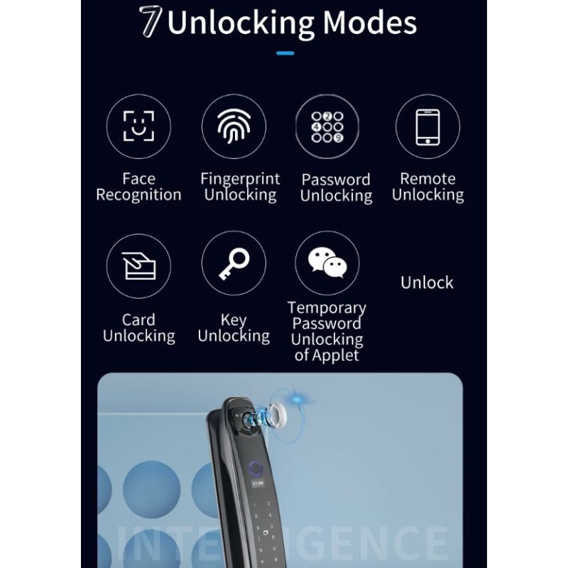 Scopri il 3D Face Smart Door Lock con telecamera di sicurezza e monitor impronta digitale per una sicurezza domestica intelligente e tecnologia avanzata con sei modi di sblocco