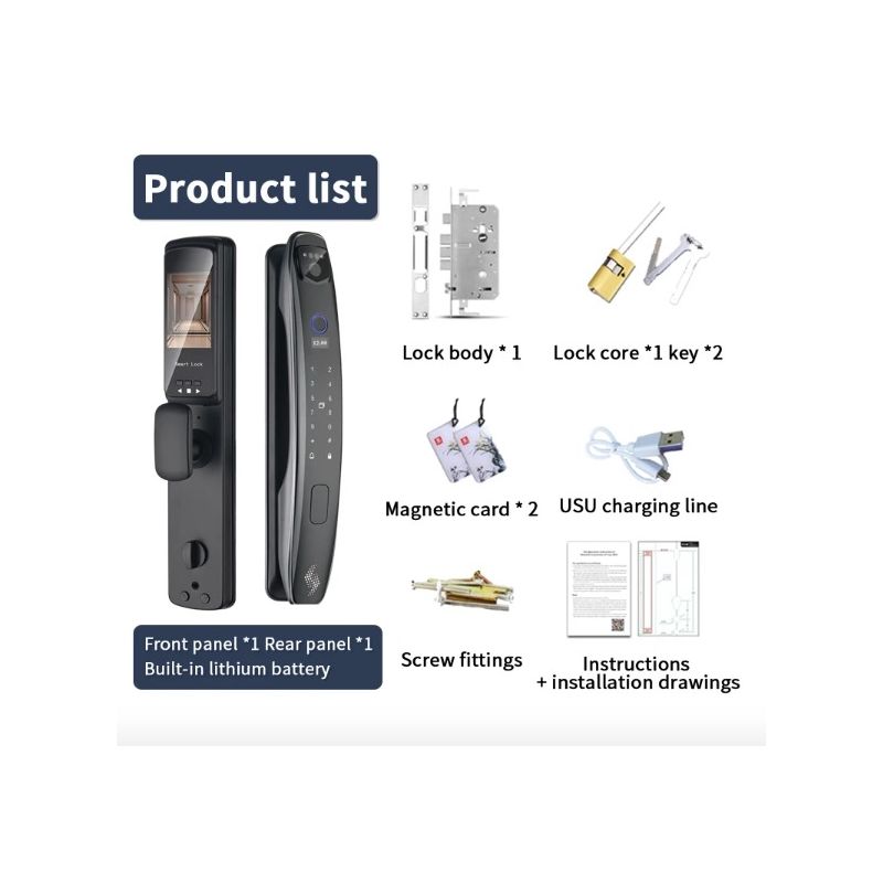 Scopri il 3D Face Smart Door Lock con telecamera di sicurezza e monitor impronta digitale per una sicurezza domestica intelligente e tecnologia avanzata con sei modi di sblocco