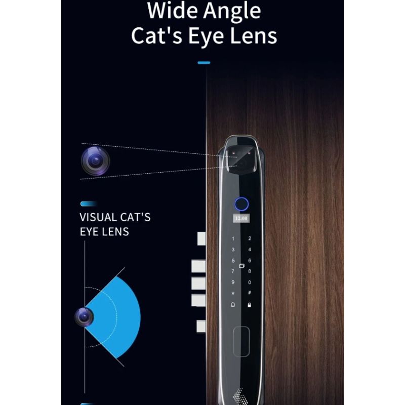 Scopri il 3D Face Smart Door Lock con telecamera di sicurezza e monitor impronta digitale per una sicurezza domestica intelligente e tecnologia avanzata con sei modi di sblocco