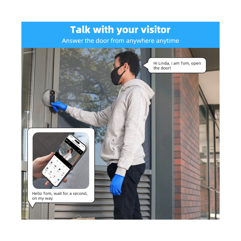 Tuya Smart 1080P WiFi Videocamera Spioncino Visione Notturna Rilevamento Movimento Sicurezza Domestica Design Discreto Batteria Ricaricabile Campo Visivo 120 Gradi Tranquillità garantita