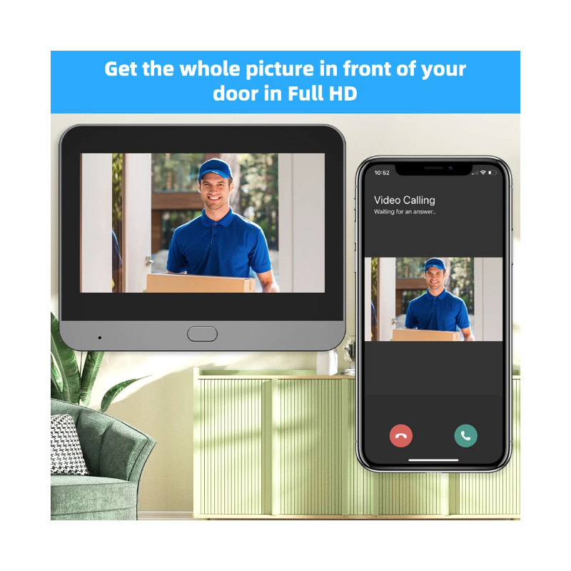 Tuya Smart 1080P WiFi Videocamera Spioncino Visione Notturna Rilevamento Movimento Sicurezza Domestica Design Discreto Batteria Ricaricabile Campo Visivo 120 Gradi Tranquillità garantita