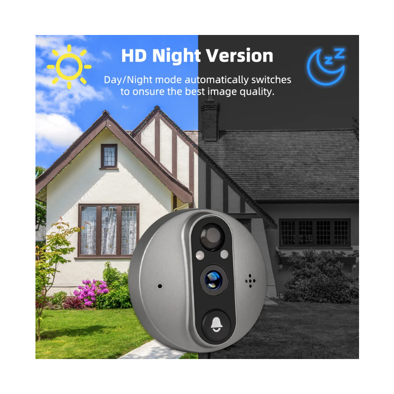 Tuya Smart 1080P WiFi Videocamera Spioncino Visione Notturna Rilevamento Movimento Sicurezza Domestica Design Discreto Batteria Ricaricabile Campo Visivo 120 Gradi Tranquillità garantita