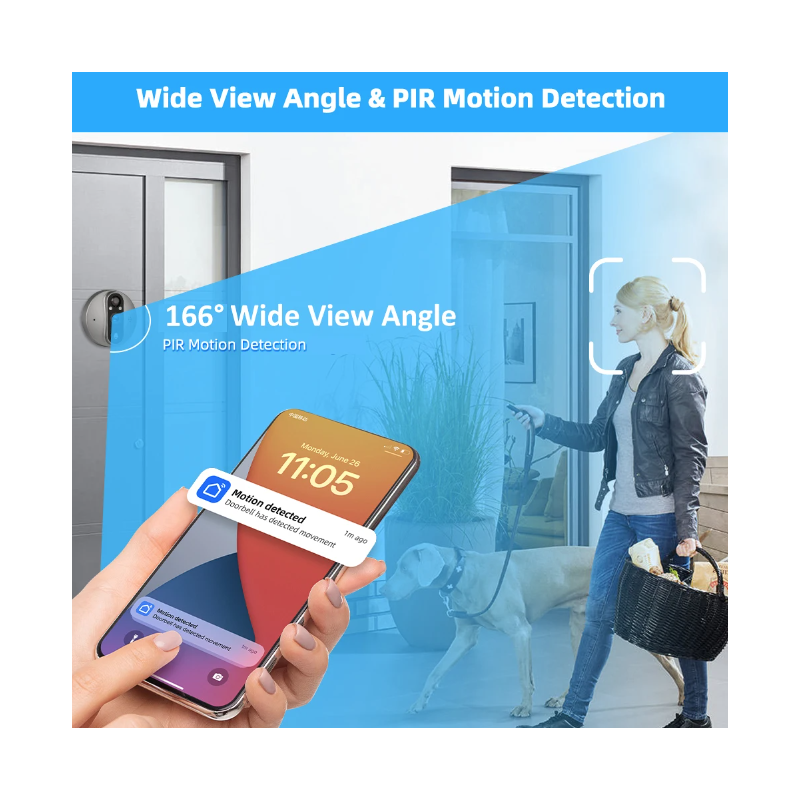 Tuya Smart 1080P WiFi Videocamera Spioncino Visione Notturna Rilevamento Movimento Sicurezza Domestica Design Discreto Batteria Ricaricabile Campo Visivo 120 Gradi Tranquillità garantita